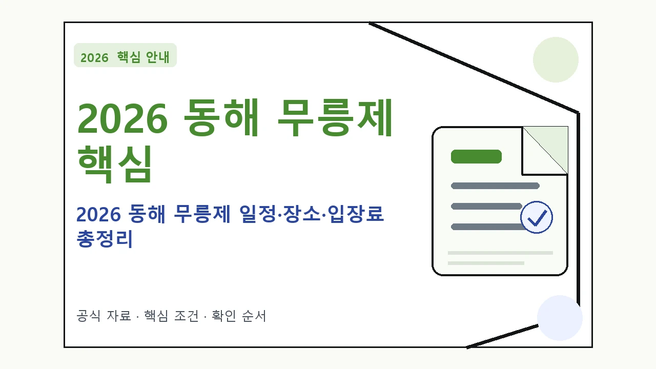 2026 동해 무릉제 일정·장소·입장료 총정리 핵심 기준을 정리한 안내형 대표 이미지
