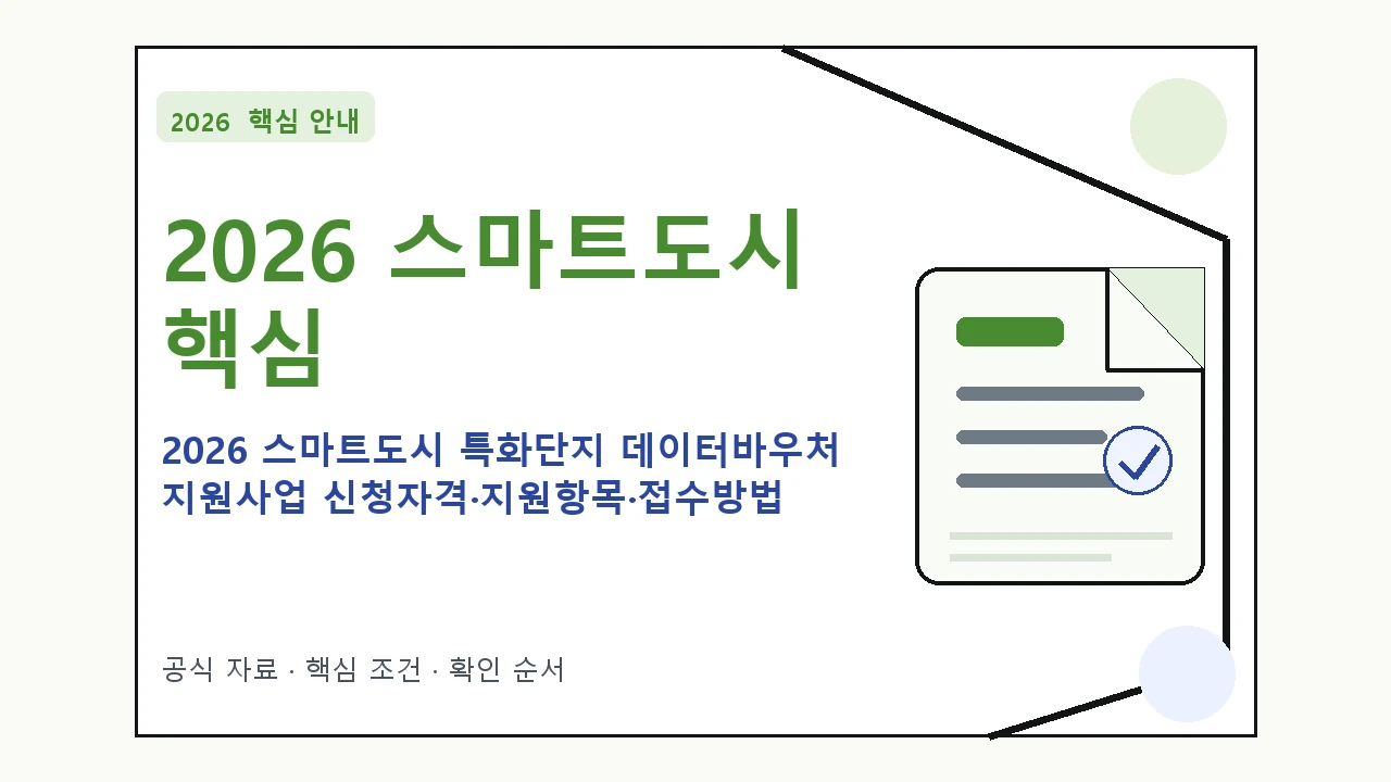 2026 스마트도시 특화단지 데이터바우처 지원사업 신청자격·지원항목·접수방법