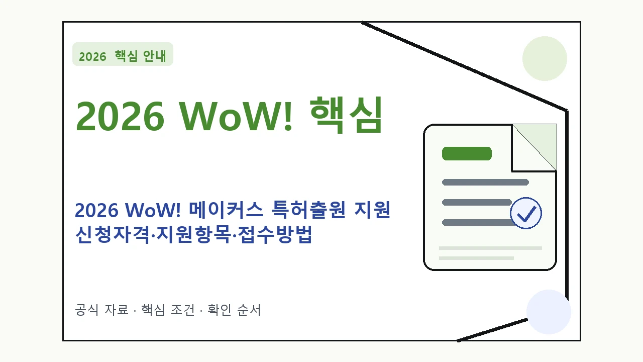 2026 WoW! 메이커스 특허출원 지원 신청자격·지원항목·접수방법