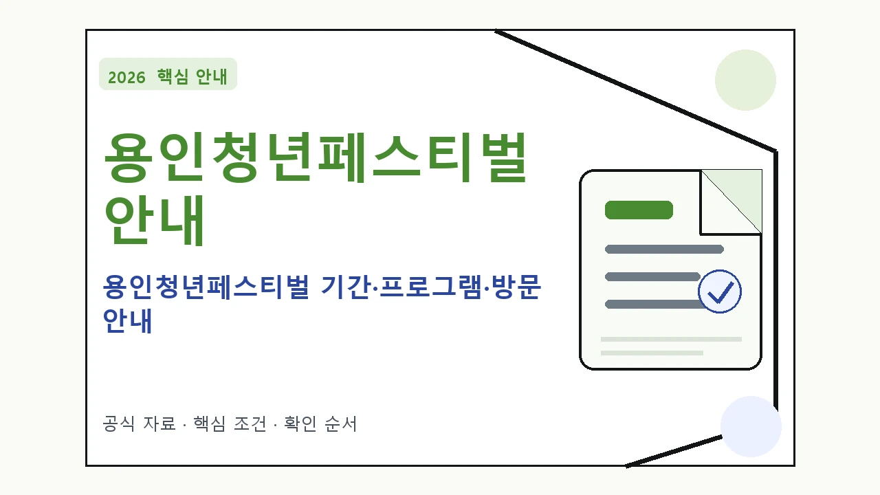 2026 용인청년페스티벌 기간·프로그램·방문 안내