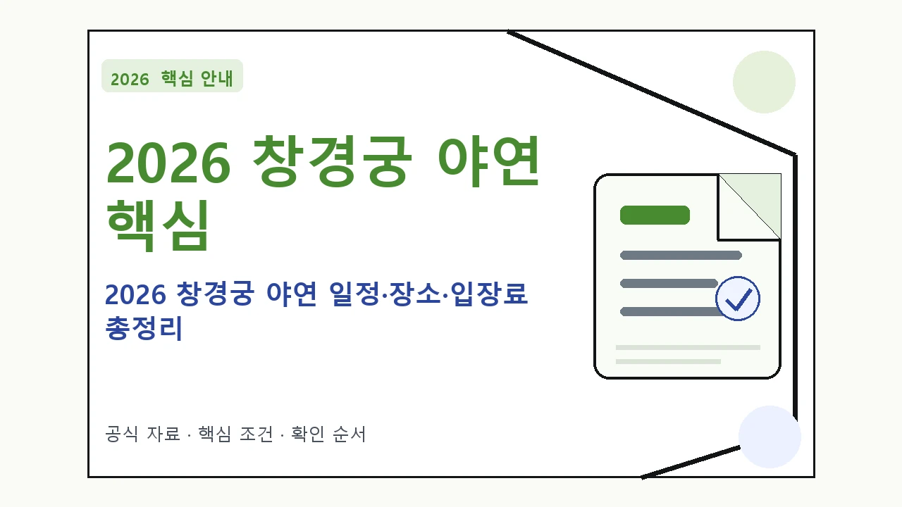 2026 창경궁 야연 일정·장소·입장료 총정리 핵심 기준을 정리한 안내형 대표 이미지